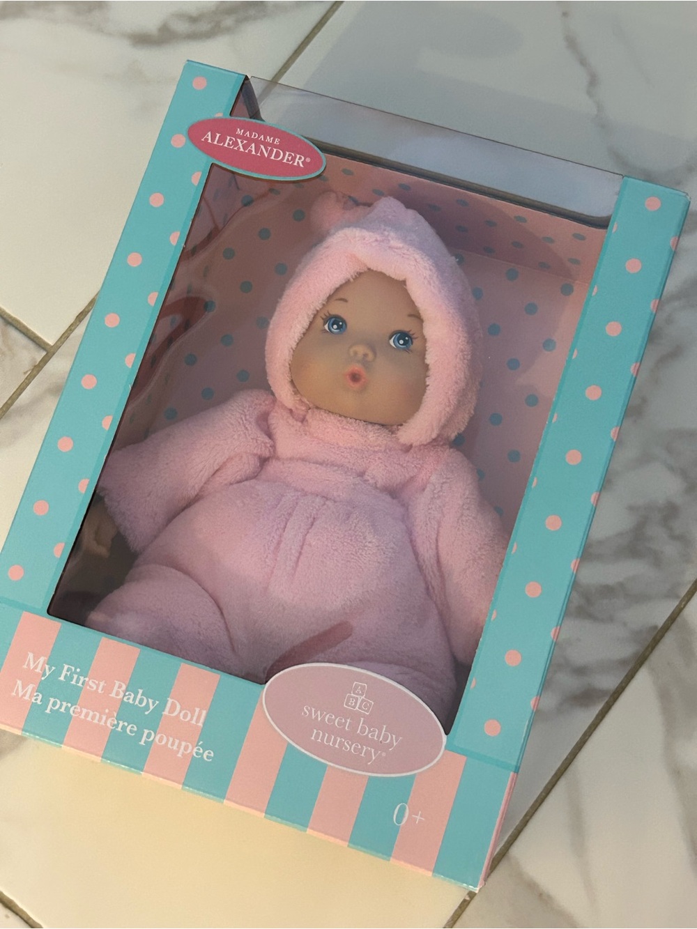 NIB Madame Alexander 12-Inch My First Baby Doll, Powder Pink, Light Skin Tone